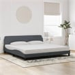Bowery Hill Contemporary Solid Pine Wood Bed Frame in Dark Grey