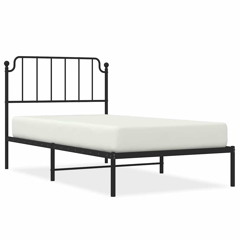 Bowery Hill Contemporary Powder-Coated Steel Twin Bed Frame in Black
