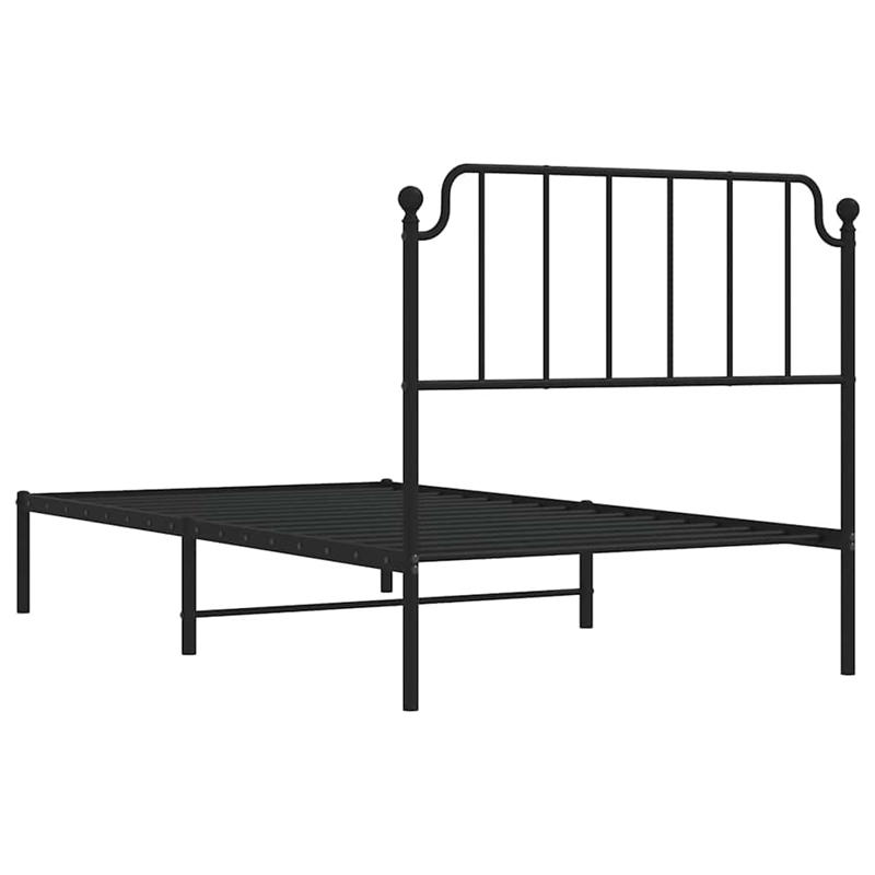 Bowery Hill Contemporary Powder-Coated Steel Twin Bed Frame in Black