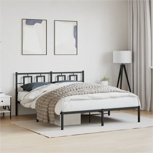 Bowery Hill Rectangular Powder-Coated Steel King Bed Frame in Black