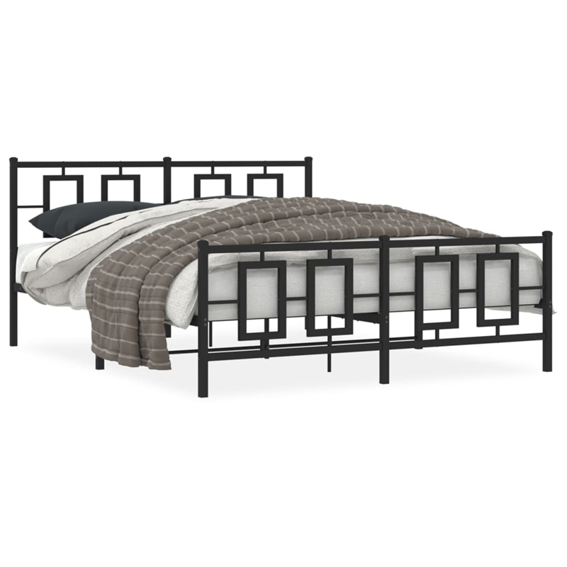 Bowery Hill Rectangular Powder-Coated Steel King Bed Frame in Black