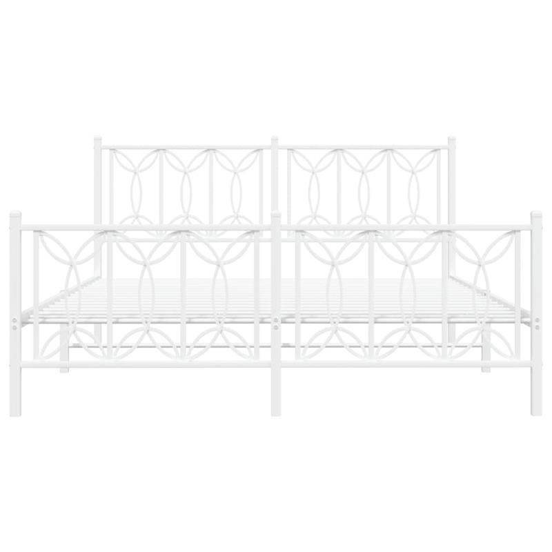 Bowery Hill Contemporary Rectangular Steel King Bed Frame in White