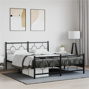 Bowery Hill Contemporary Rectangular Steel Full Bed Frame in Black