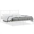 Bowery Hill Powder-Coated Steel King Size Bed Frame in White