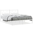 Bowery Hill Powder-Coated Steel King Size Bed Frame in White
