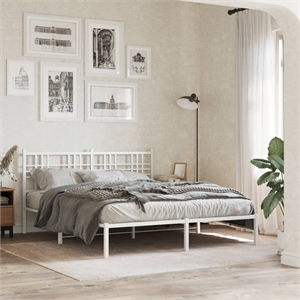 Bowery Hill Powder-Coated Steel King Size Bed Frame in White
