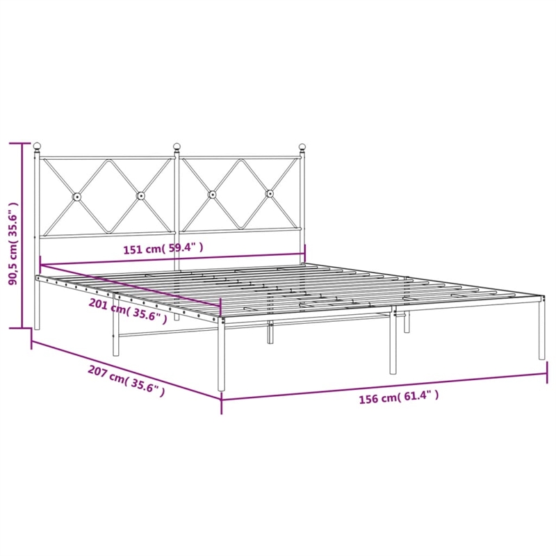 Bowery Hill Rectangular Powder-Coated Steel King Bed Frame in Black