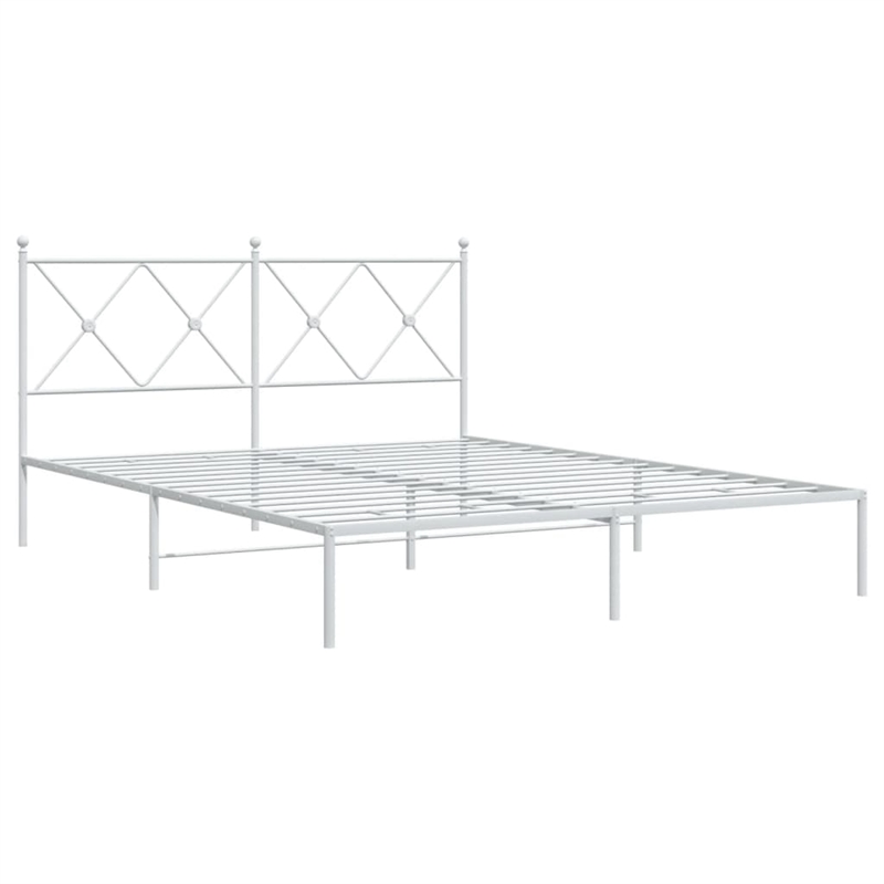 Bowery Hill Powder-Coated Steel King Size Bed Frame in White