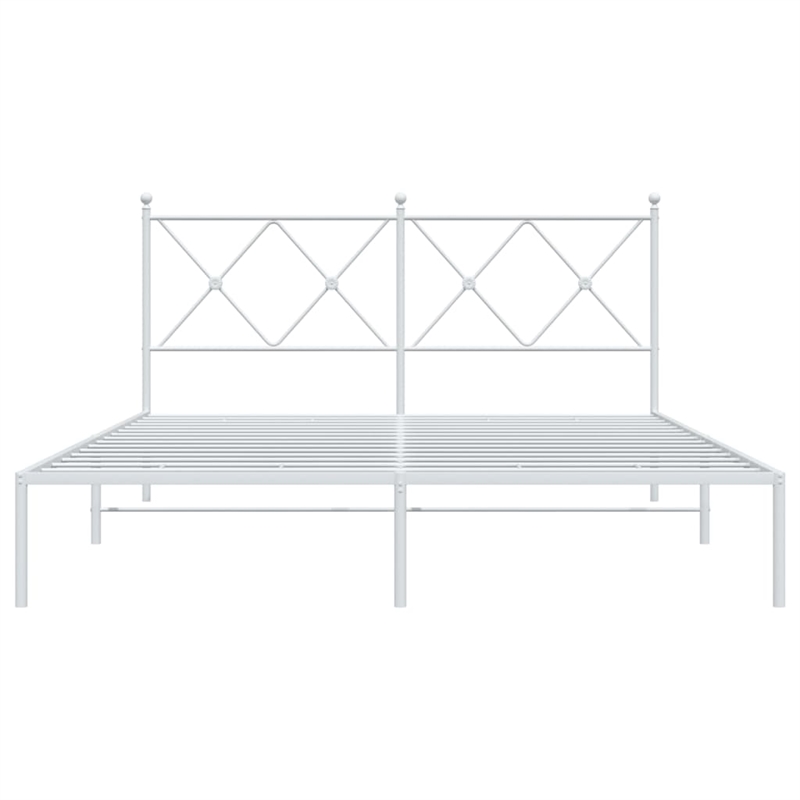 Bowery Hill Powder-Coated Steel King Size Bed Frame in White