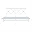 Bowery Hill Powder-Coated Steel King Size Bed Frame in White