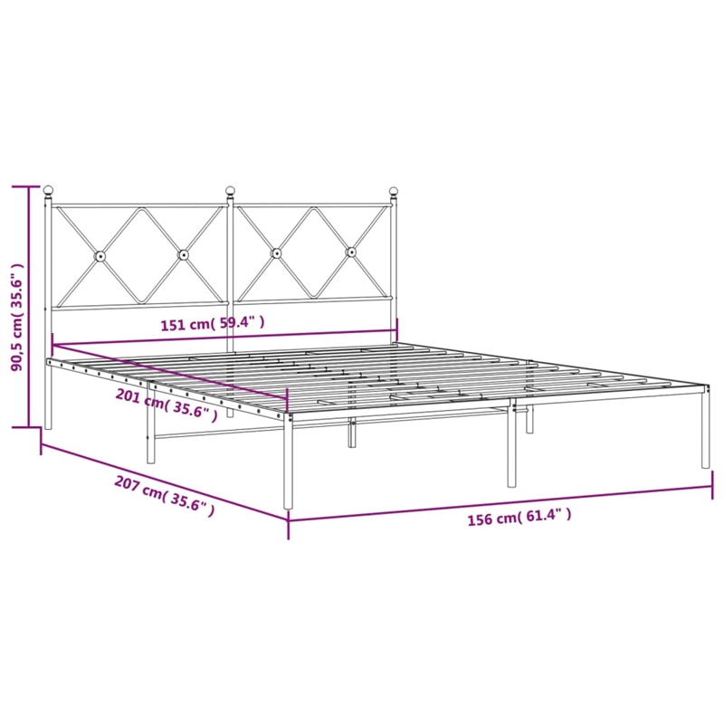 Bowery Hill Powder-Coated Steel King Size Bed Frame in White