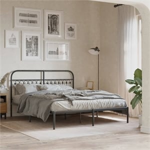 Bowery Hill Contemporary Engineered Wood King Bed Frame in Black