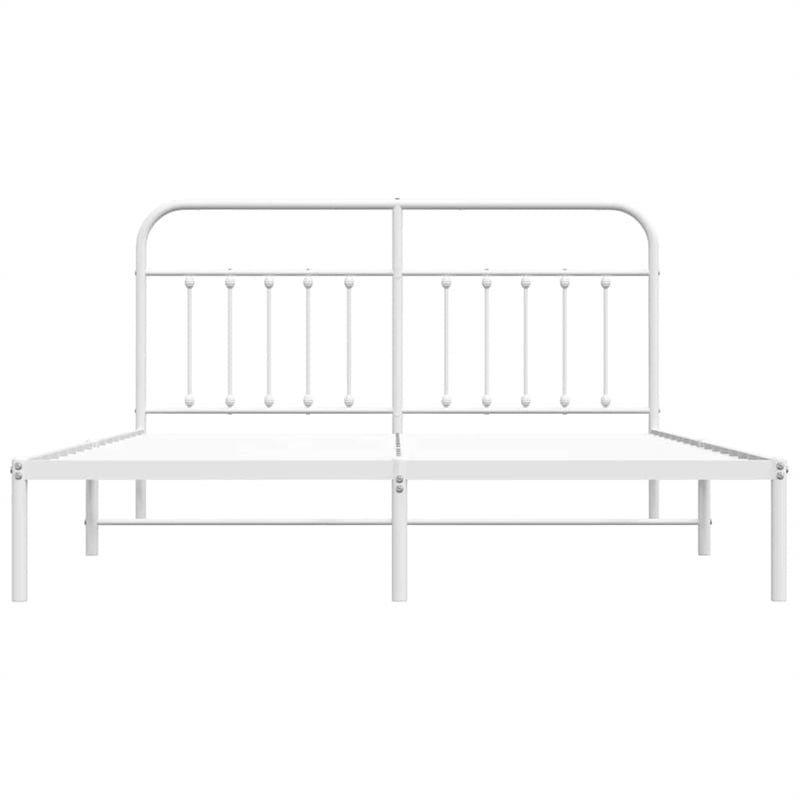 Bowery Hill Rectangular Powder-Coated Steel Full Bed Frame in White