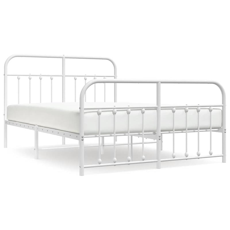 Bowery Hill 53.1x74.8 Powder-Coated Steel Bed Frame in White