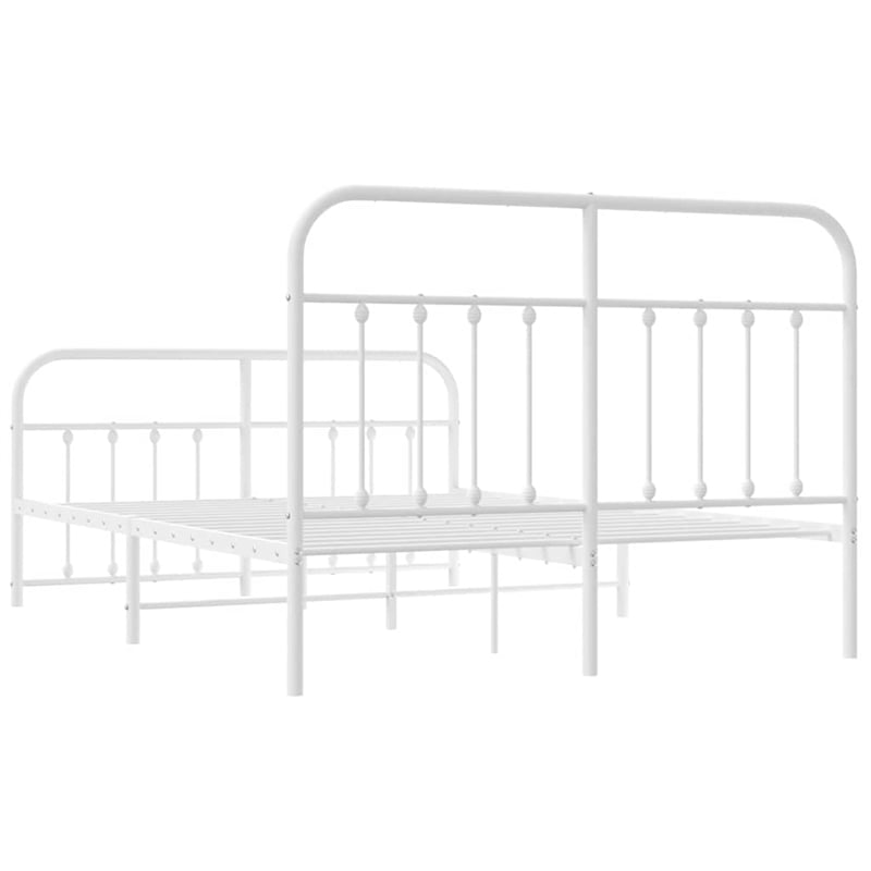 Bowery Hill 53.1x74.8 Powder-Coated Steel Bed Frame in White