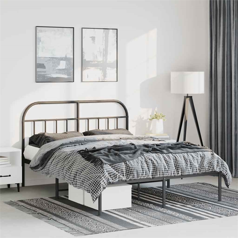 Bowery Hill Contemporary Powder-Coated Steel King Bed Frame in Black