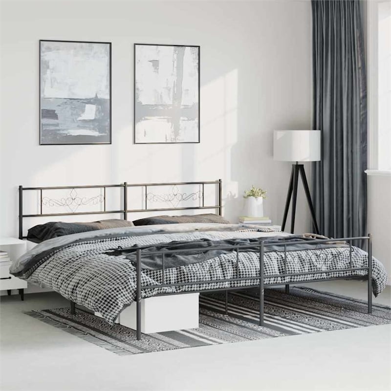 Bowery Hill Contemporary Rectangular Steel Bed Frame in Black