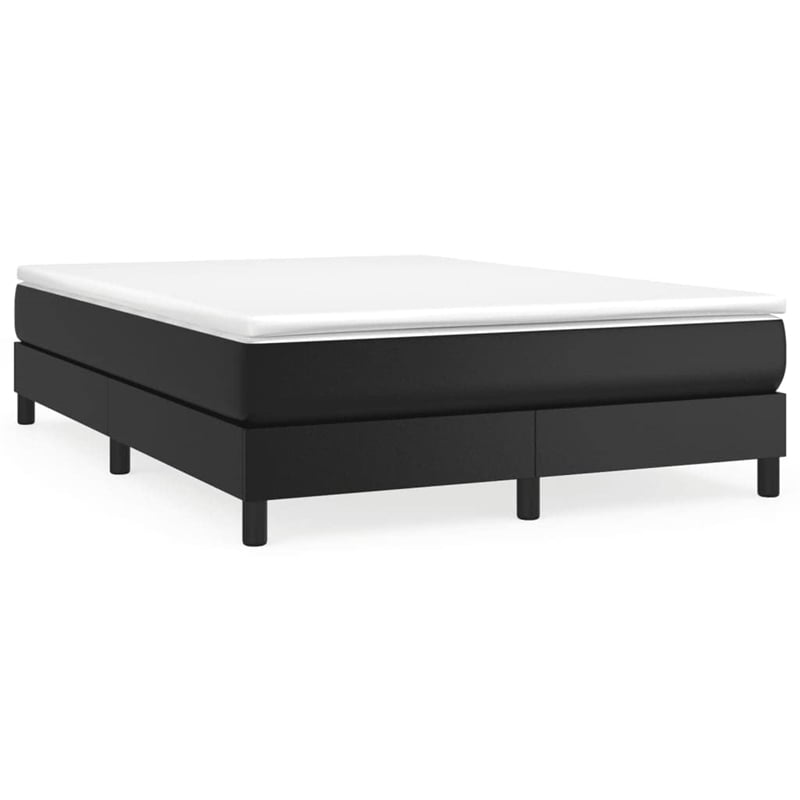 Bowery Hill Full/Double Faux Leather Plywood Bed Frame in Black