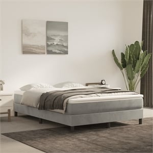 Bowery Hill Contemporary Engineered Wood Full Bed Frame in Light Gray
