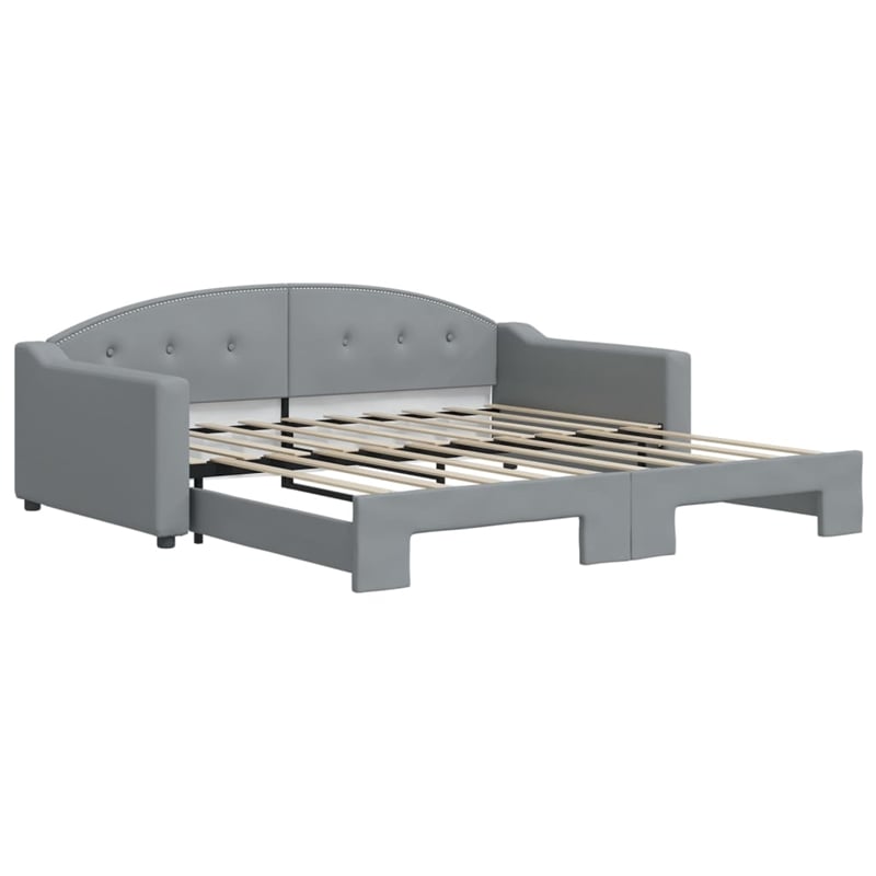 Bowery Hill Contemporary Polyester Daybed With Trundle in Light Grey