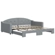 Bowery Hill Contemporary Polyester Daybed With Trundle in Light Grey