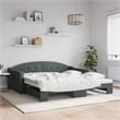 Bowery Hill Contemporary Polyester Daybed With Trundle in Light Grey