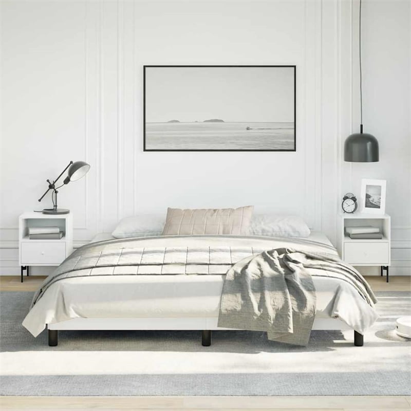 Bowery Hill Contemporary Engineered Wood California King Bed Frame in White
