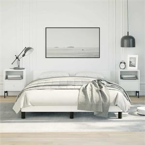 Bowery Hill Faux Leather Full Bed Frame without Mattress in White
