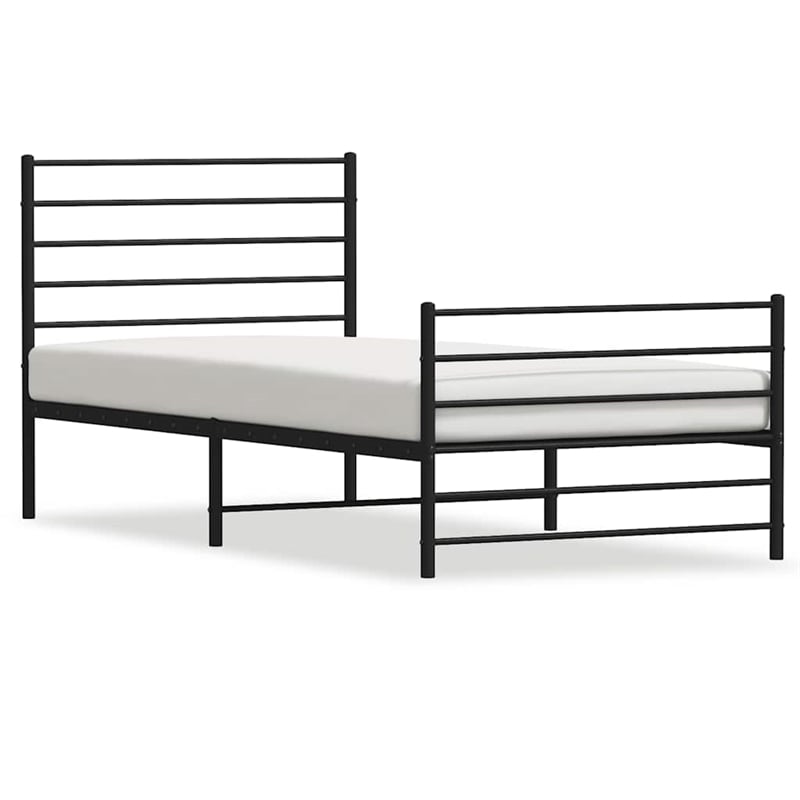 Bowery Hill Contemporary Powder-Coated Steel Twin Bed Frame in Black