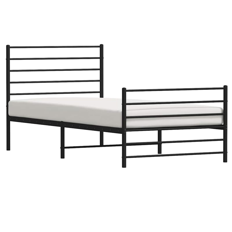 Bowery Hill Contemporary Powder-Coated Steel Twin Bed Frame in Black