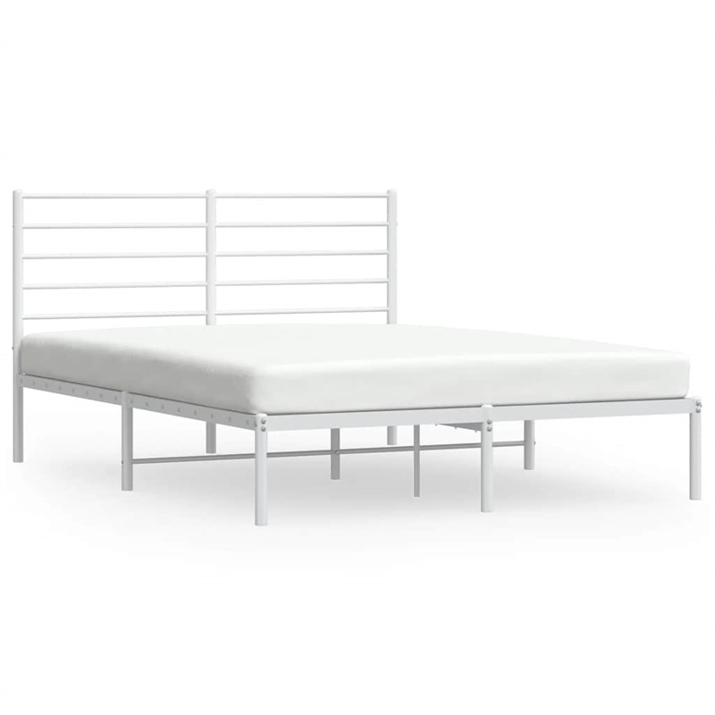Bowery Hill Powder-Coated Steel King Size Bed Frame in White