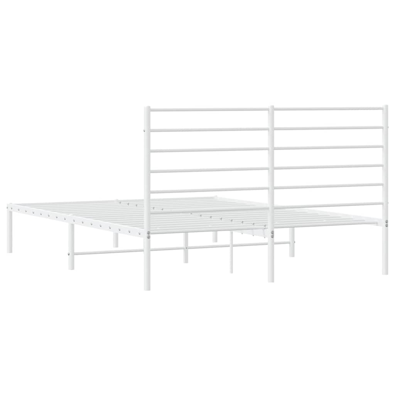 Bowery Hill Powder-Coated Steel King Size Bed Frame in White