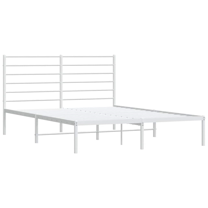 Bowery Hill Powder-Coated Steel King Size Bed Frame in White