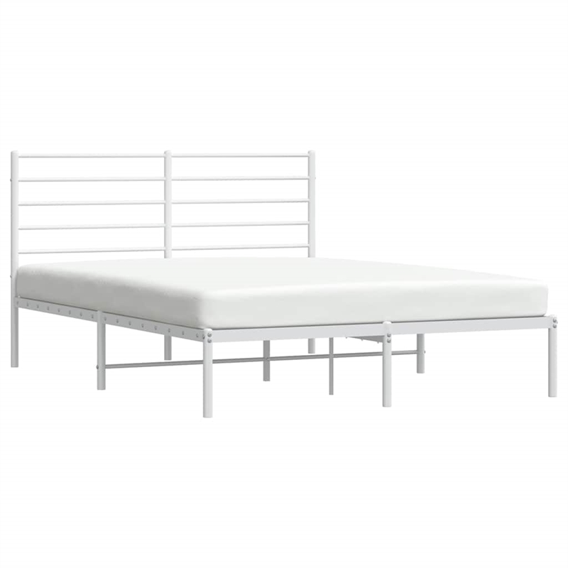 Bowery Hill Powder-Coated Steel King Size Bed Frame in White