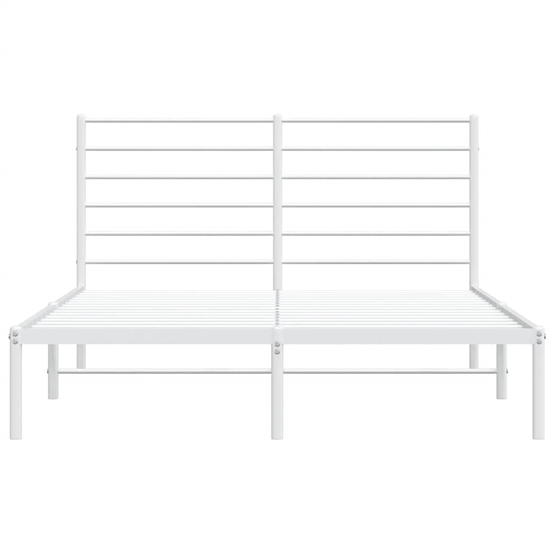 Bowery Hill Powder-Coated Steel King Size Bed Frame in White