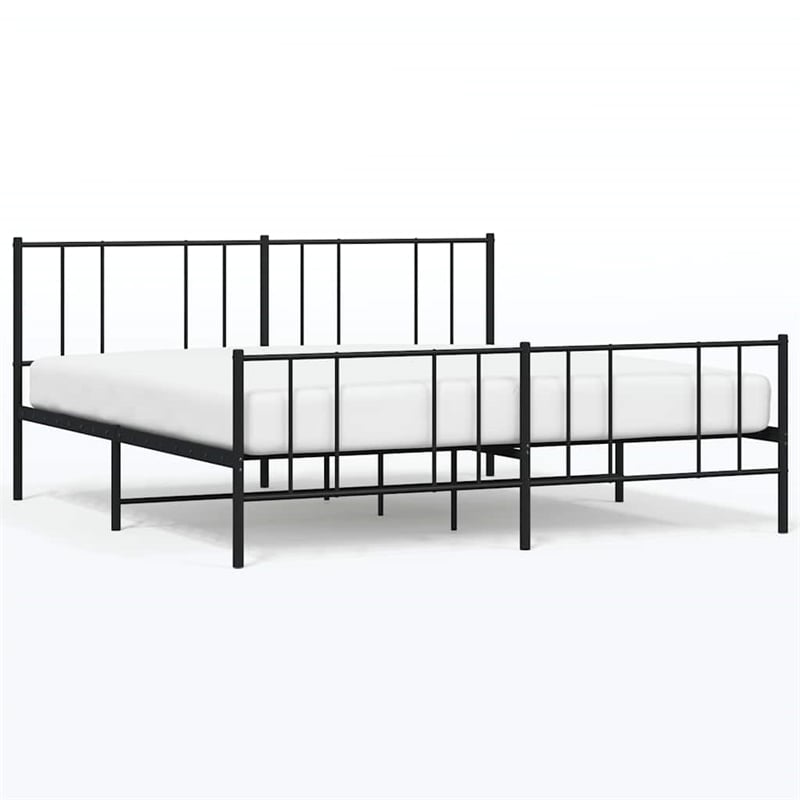 Bowery Hill Contemporary 72 x 84 Powder-Coated Steel Bed Frame in Black
