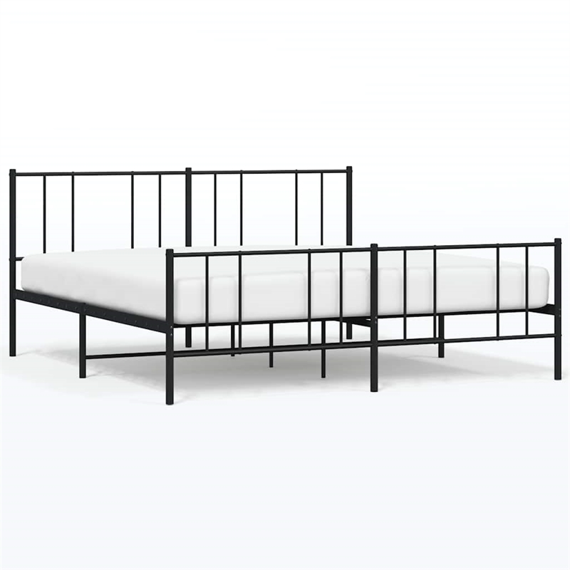 Bowery Hill Contemporary 72 x 84 Powder-Coated Steel Bed Frame in Black