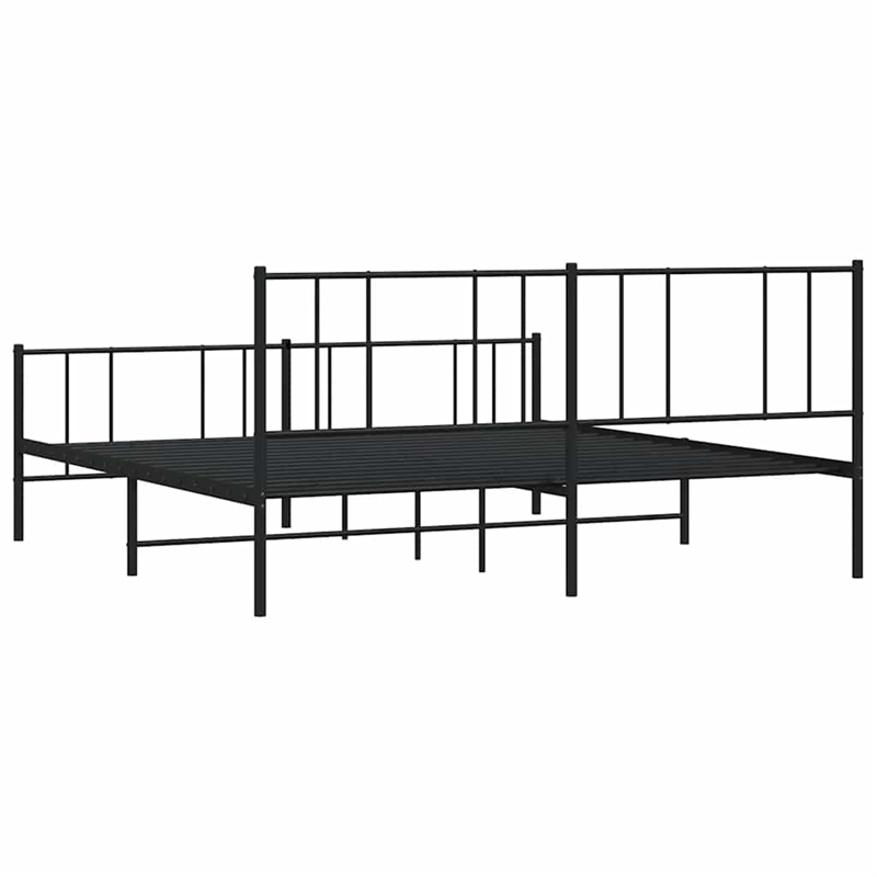 Bowery Hill Contemporary 72 x 84 Powder-Coated Steel Bed Frame in Black