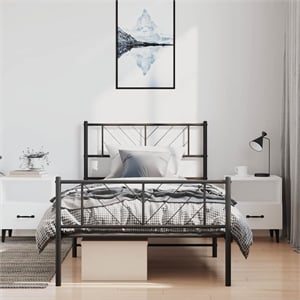Bowery Hill Rectangular Steel Single Metal Bed Frame in Black