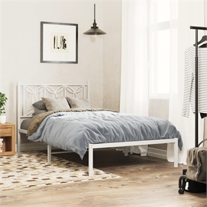 Bowery Hill Contemporary 39.4 x 78.7 Steel Single Bed in White