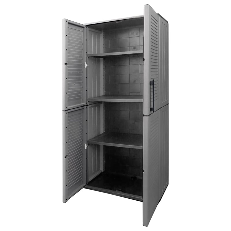 Bowery Hill Contemporary Garden Storage Cabinet in Gray and Black