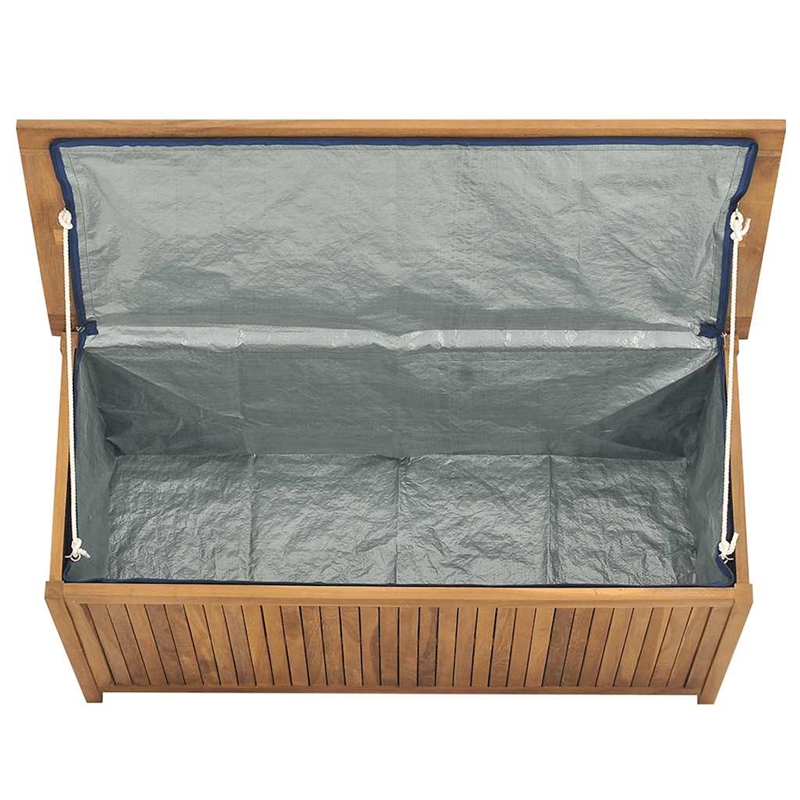 Bowery Hill Contemporary Medium Teak Wood Garden Box in Brown