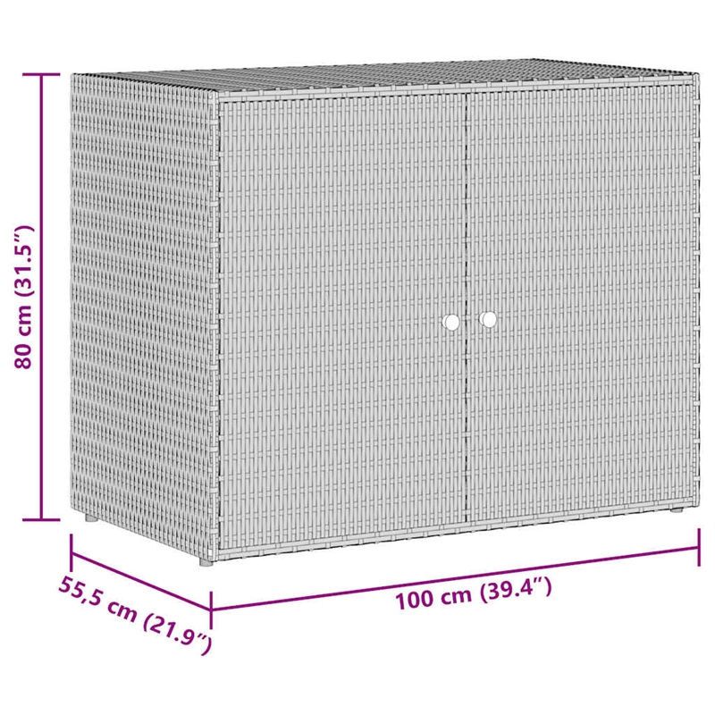 Bowery Hill Contemporary Rattan Garden Storage Cabinet in Black