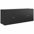 Bowery Hill Contemporary Rattan Garden Storage Cabinet in Black