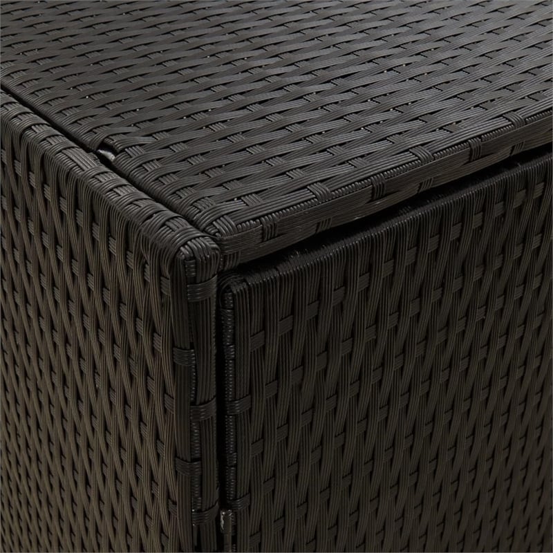 Bowery Hill Contemporary Rattan Garden Storage Cabinet in Black