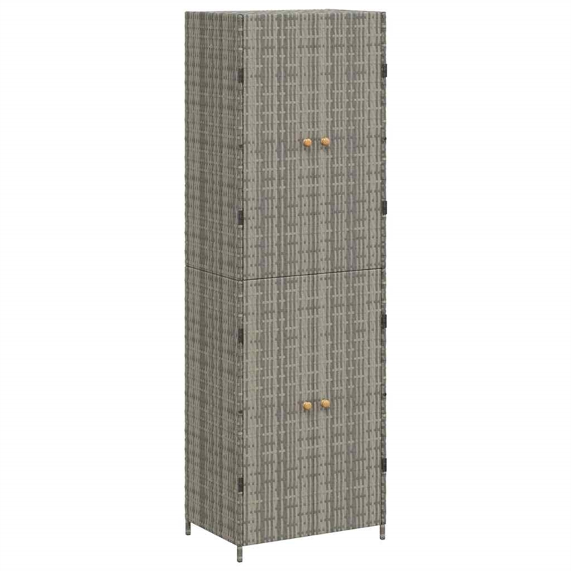 Bowery Hill Contemporary Rattan Garden Storage Cabinet in Gray