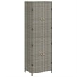 Bowery Hill Contemporary Rattan Garden Storage Cabinet in Gray