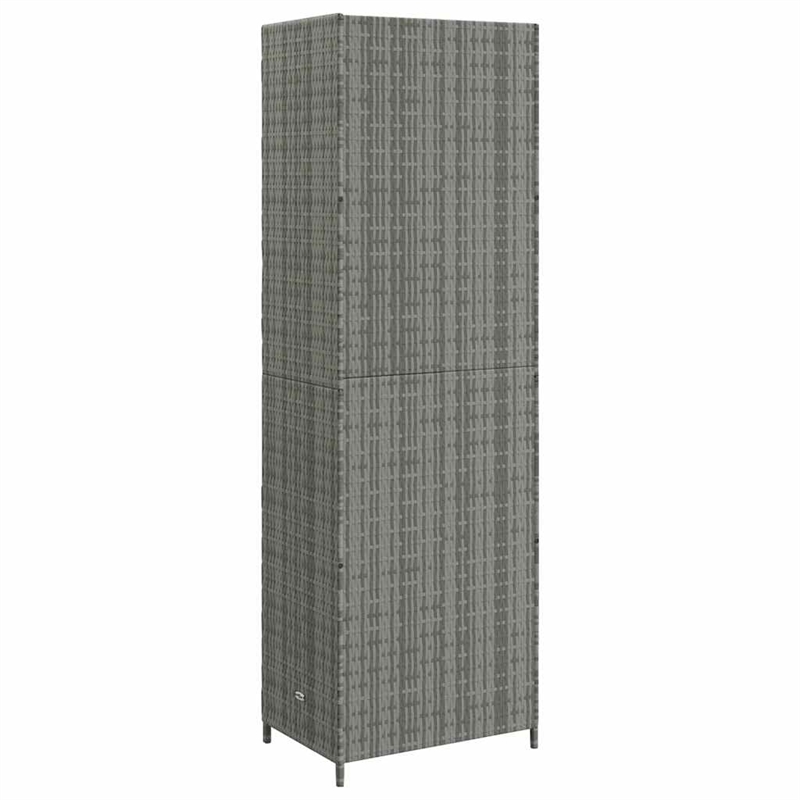 Bowery Hill Contemporary Rattan Garden Storage Cabinet in Gray