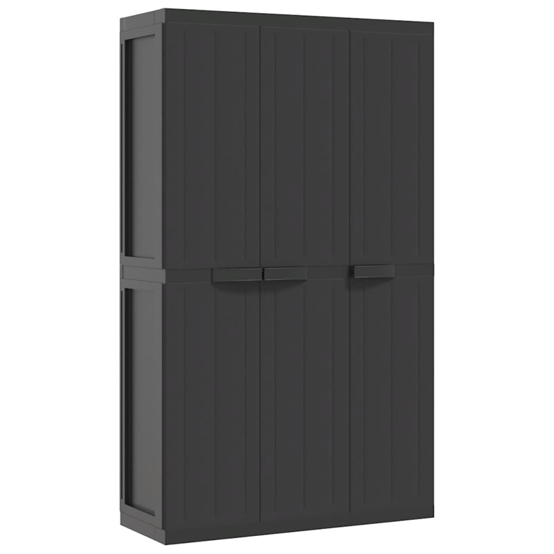 Bowery Hill Contemporary Polypropylene Outdoor Storage Cabinet in Black