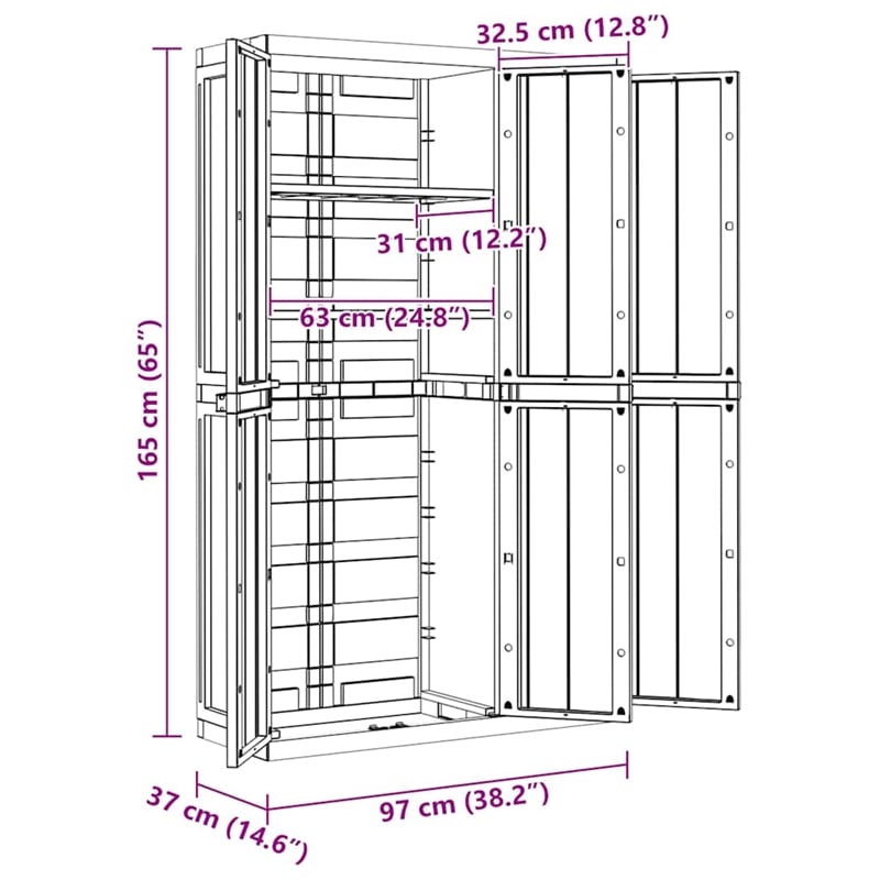 Bowery Hill Contemporary Polypropylene Outdoor Storage Cabinet in Black